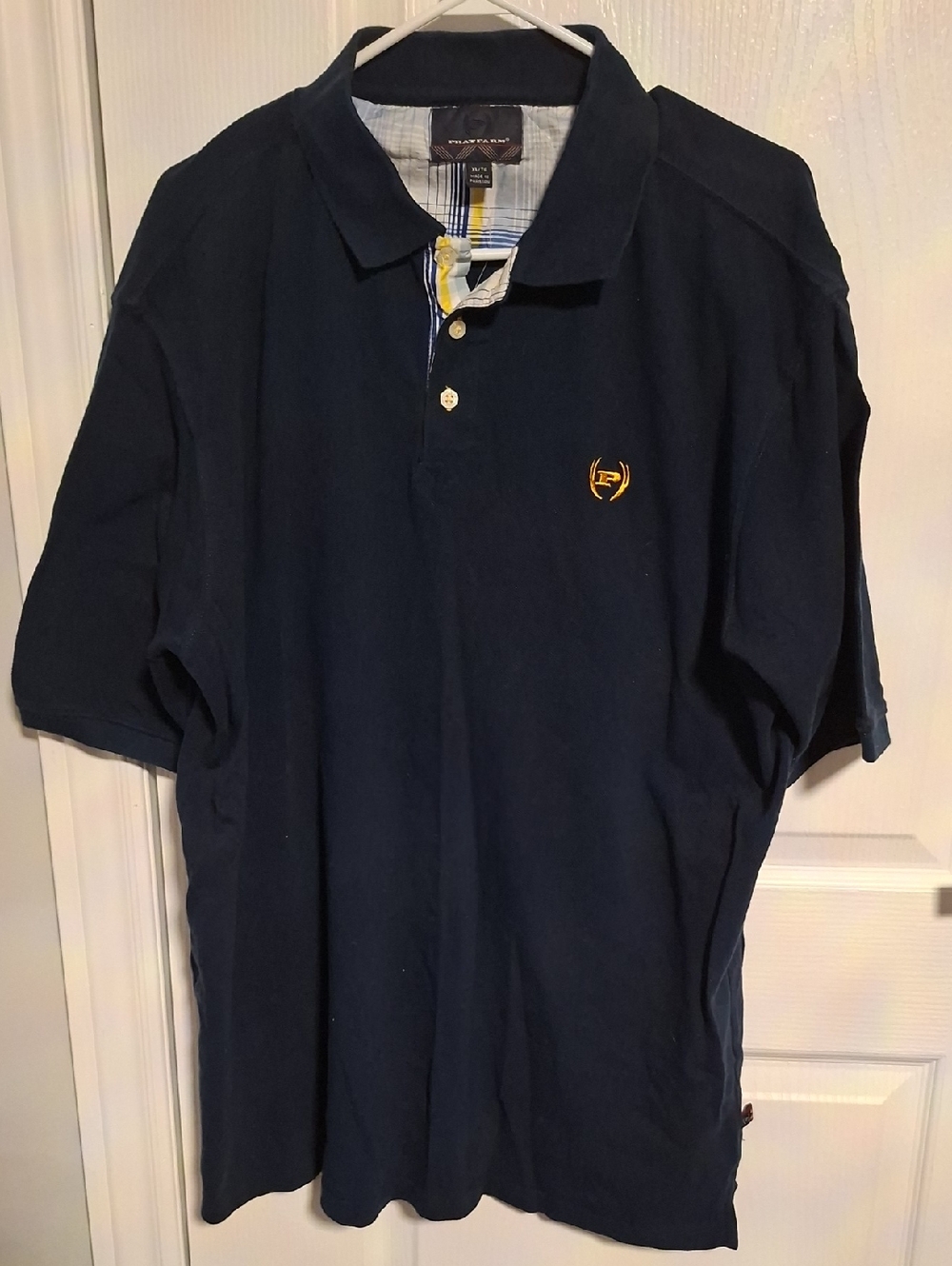 Phat Farm Navy Polo with Yellow Logo Accent